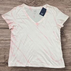 Gap XL Tall Pink Tie-Dye V-Neck T-Shirt Organic Cotton Hand-Dyed Women’s Tee